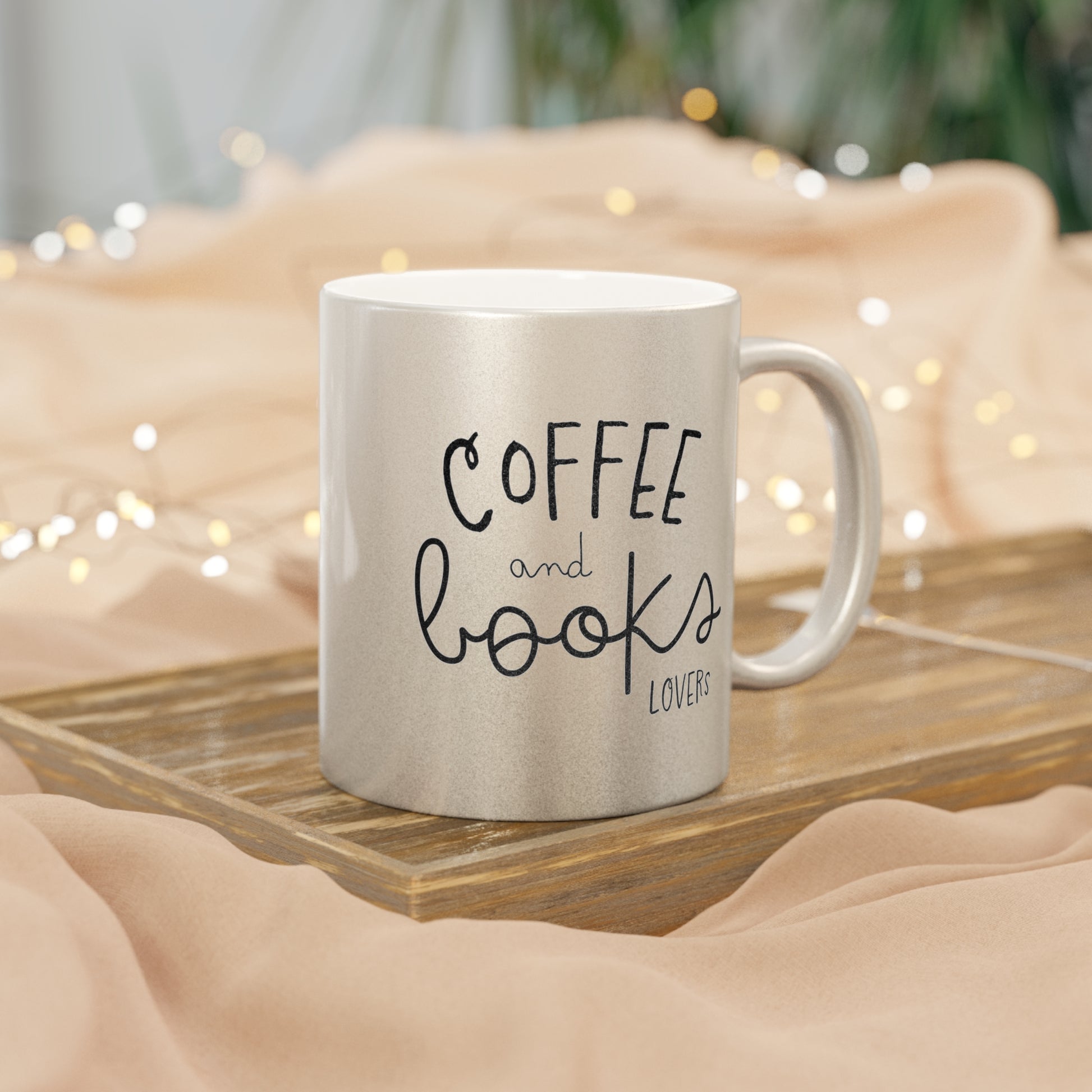 Mug, Coffee and Book Lover Metallic Mug, Silver Gold Cup, Reading Enthusiast Gift, Stylish Drinkware, Bookworm Present,Bookish,Teacher Book Gift