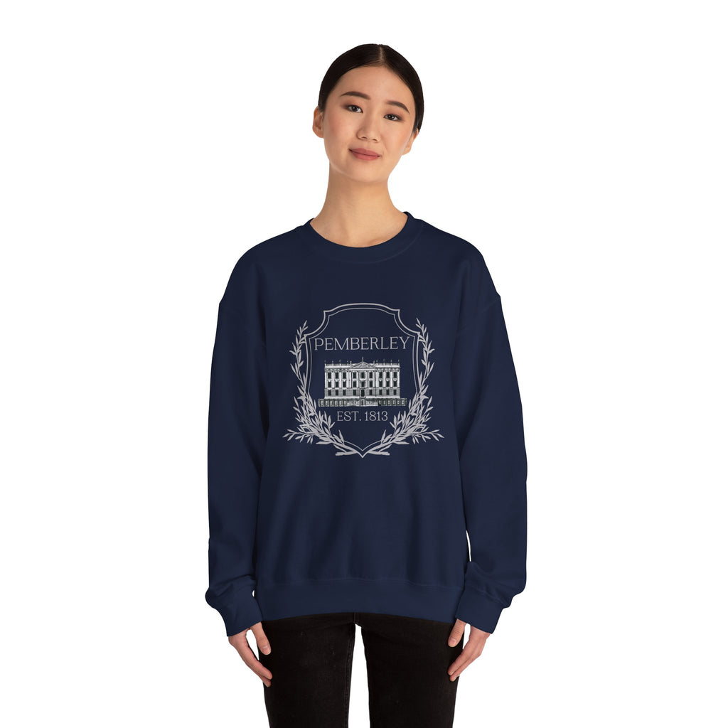 Sweatshirt, Pemberley Crest Sweatshirt, Pride and Prejudice Gift, Unisex Crewneck Jumper, Mr. Darcy's Estate, Regency Literature Top, Book Lover