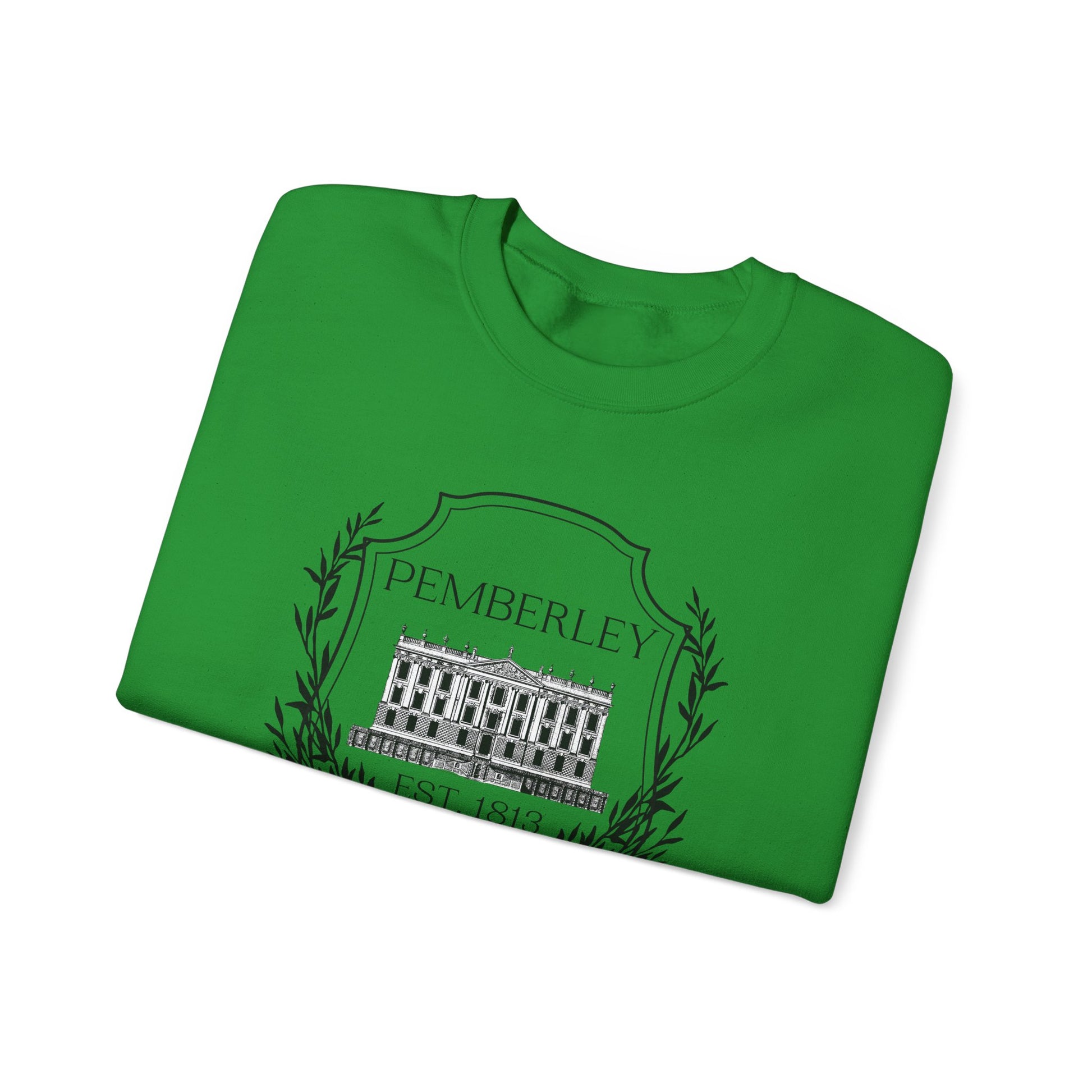 Sweatshirt, Pemberley Dark Crest Sweatshirt, Pride and Prejudice Gift, Unisex Crewneck Jumper, Mr. Darcy's Estate, Regency Literature Top, Book Lover