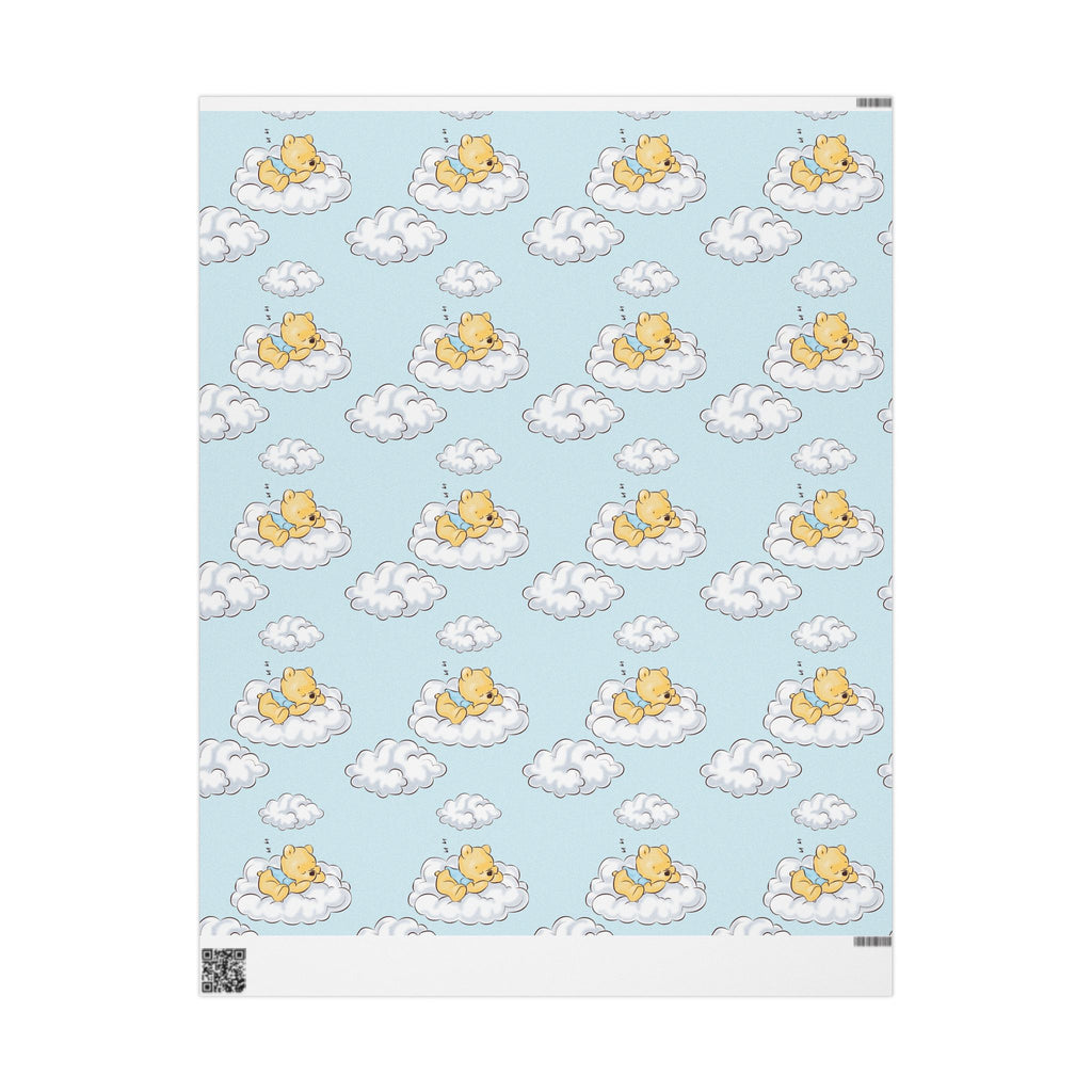 Gift Wrap - Blue Baby Classic Winnie the Pooh in a Blue Shirt on a Cloud