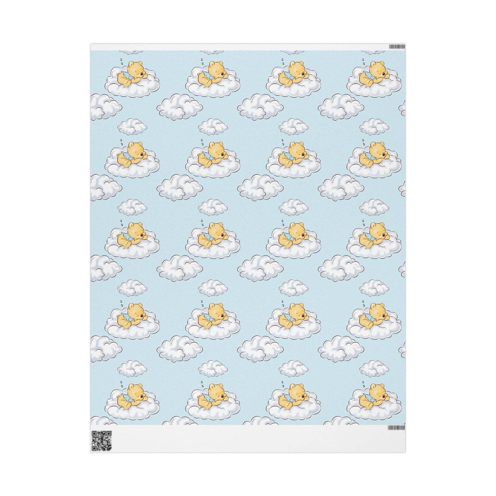 Gift Wrap - Blue Baby Classic Winnie the Pooh in a Blue Shirt on a Cloud