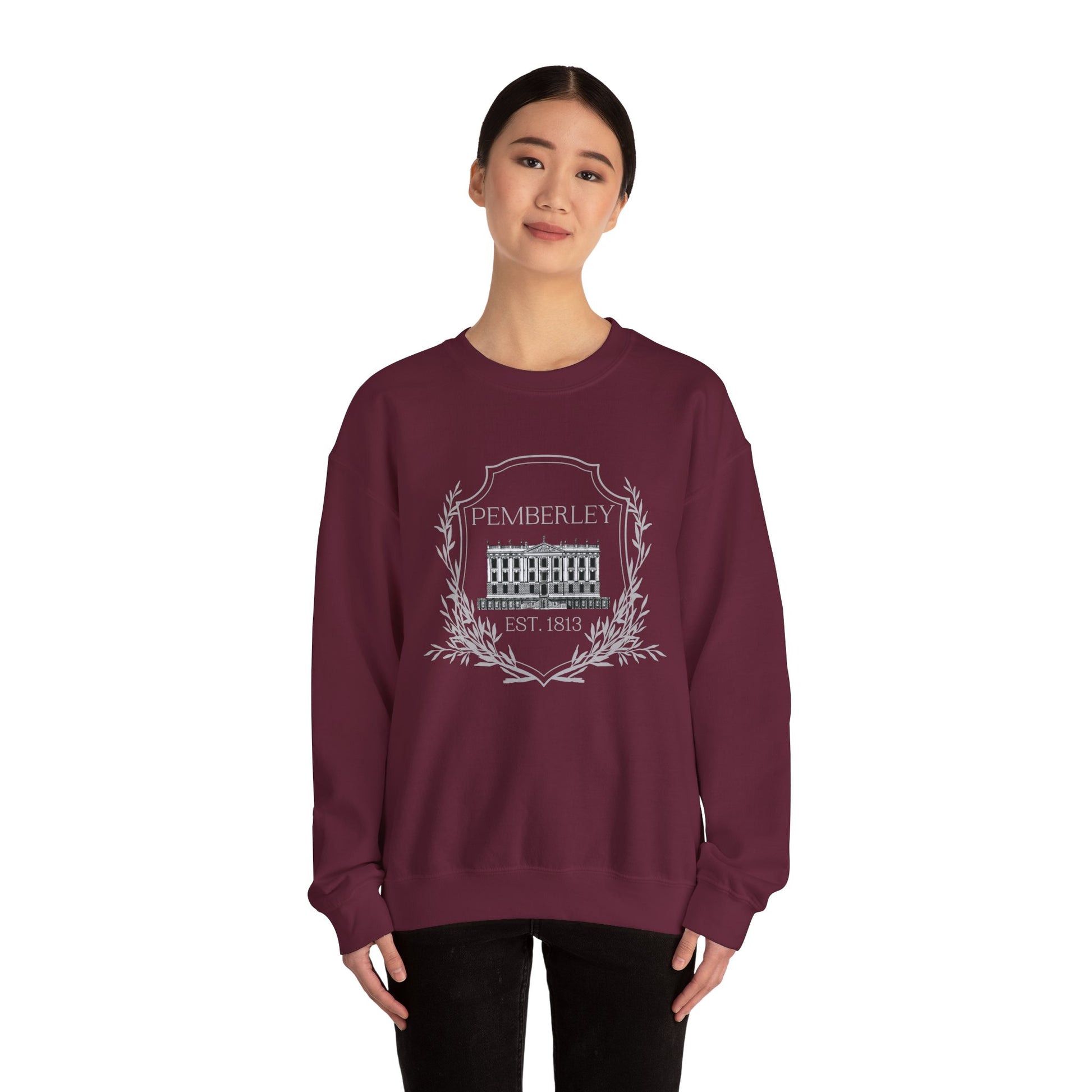 Sweatshirt, Pemberley Crest Sweatshirt, Pride and Prejudice Gift, Unisex Crewneck Jumper, Mr. Darcy's Estate, Regency Literature Top, Book Lover