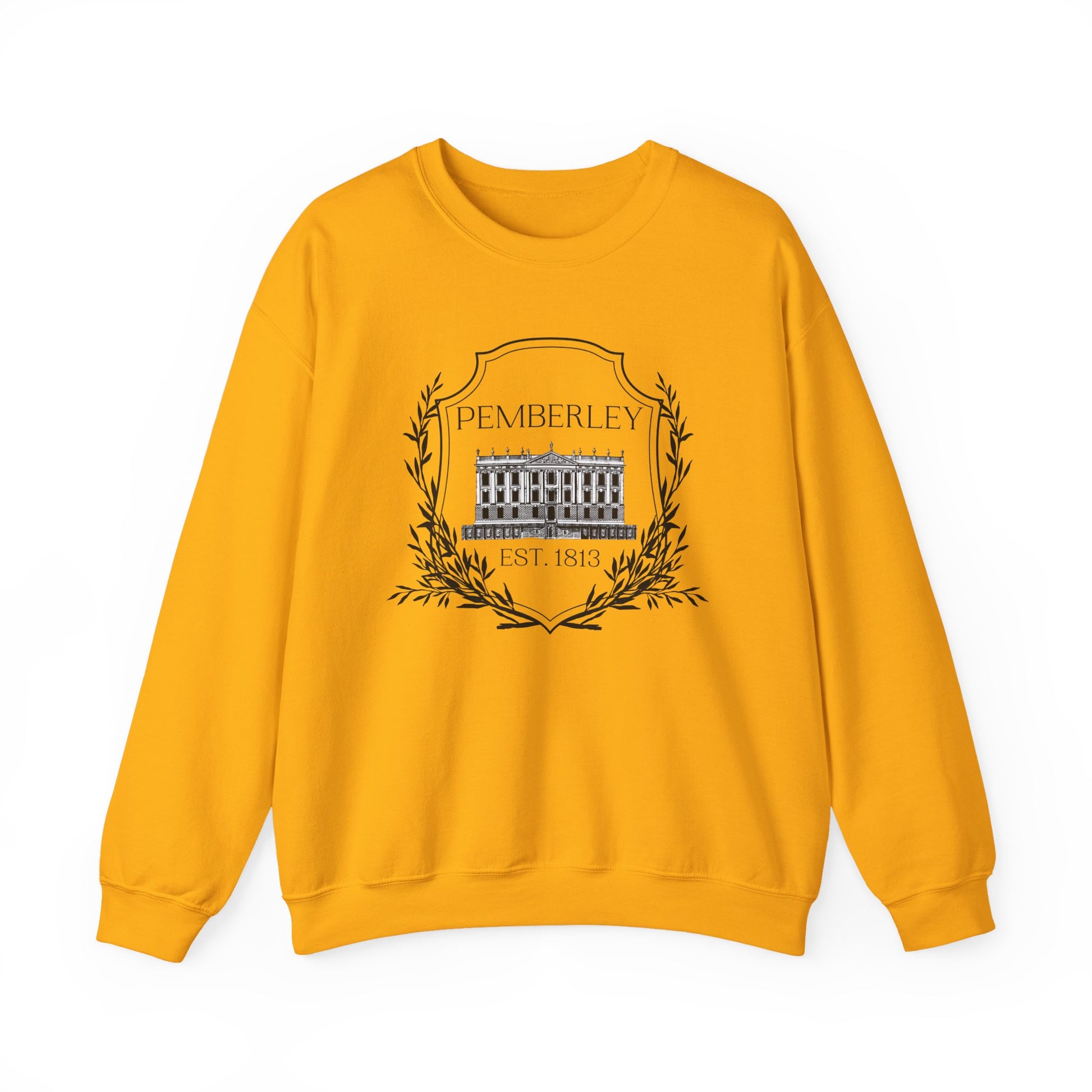 Sweatshirt, Pemberley Dark Crest Sweatshirt, Pride and Prejudice Gift, Unisex Crewneck Jumper, Mr. Darcy's Estate, Regency Literature Top, Book Lover