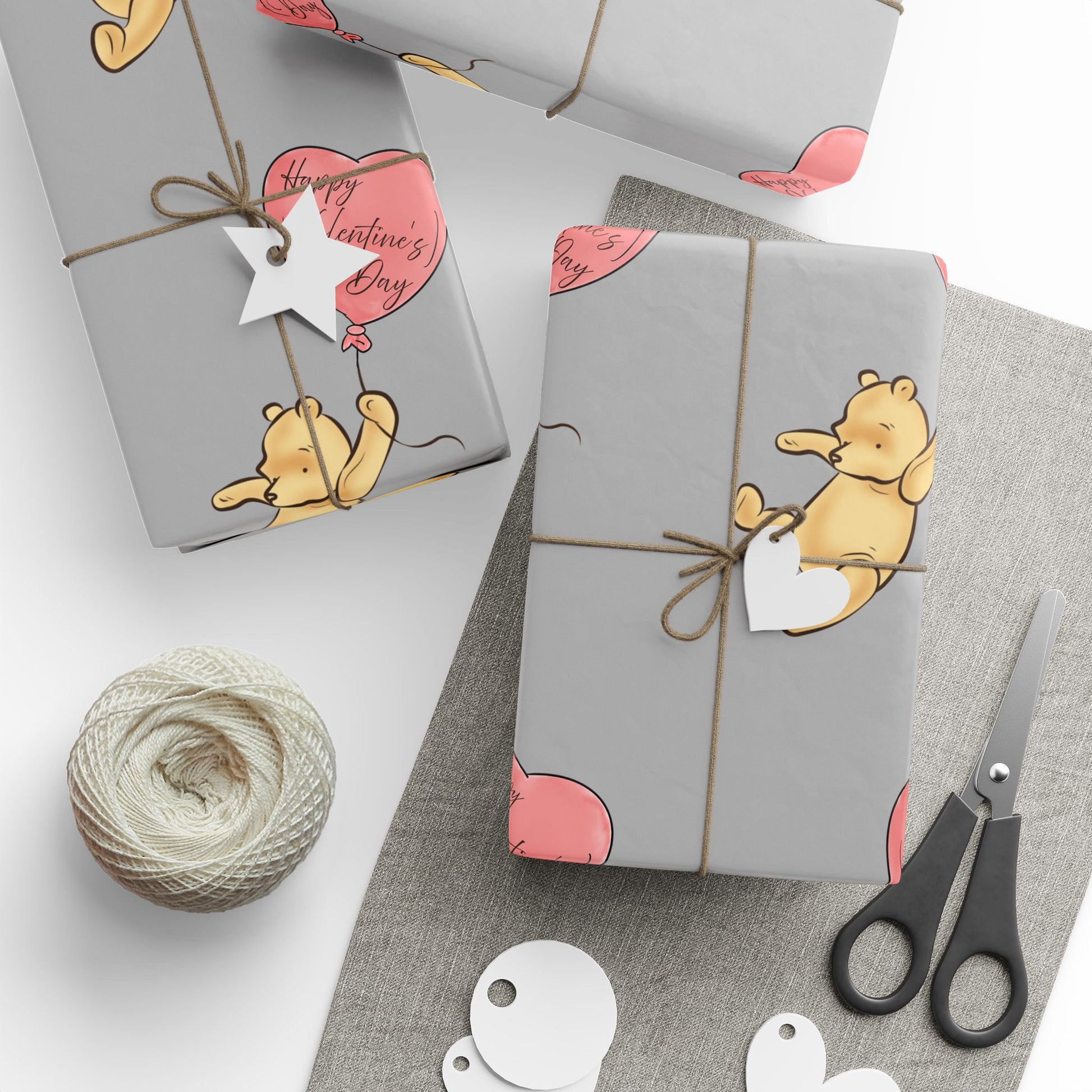 Gift Wrap - Classic Winnie the Pooh Balloon Valentine's Day