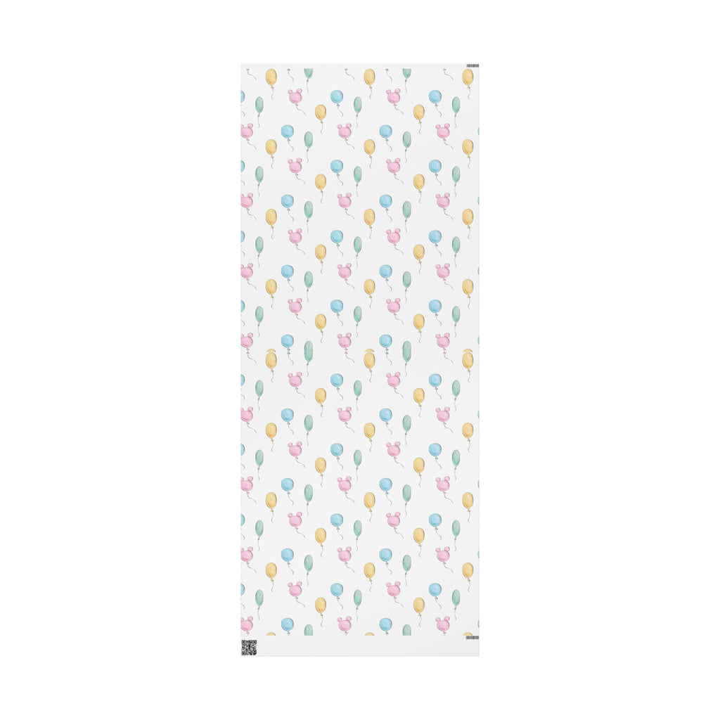 Gift Wrap -  Classic Pooh Pink Ears Blue Green Balloons