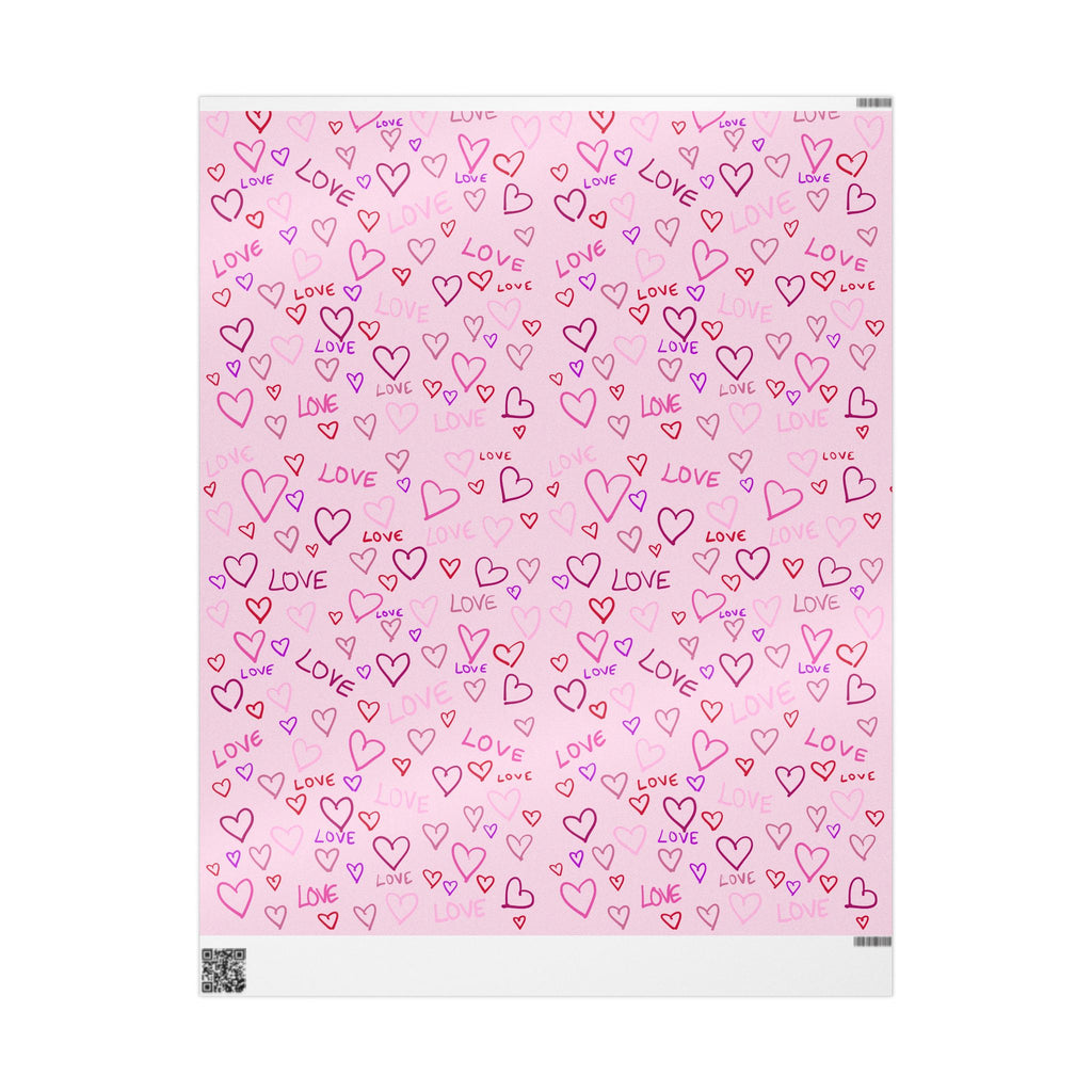 Gift Wrap, Heartfelt Love Wrapping Paper - Pink, Purple, Red Hearts - Valentine's Day Gift Wrap, Anniversary Present, Birthday Party Decor
