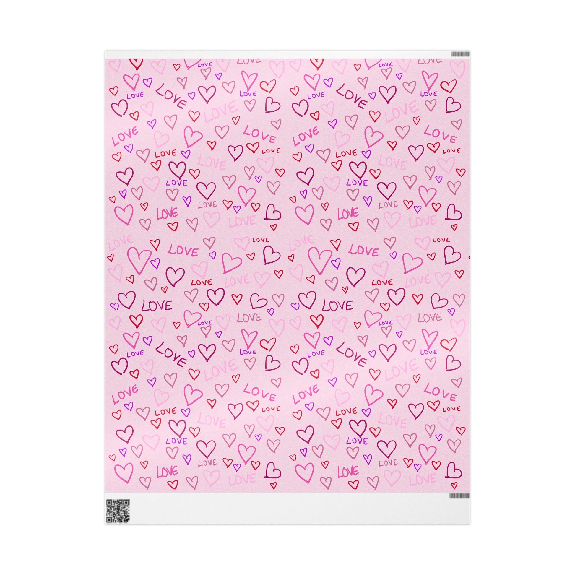 Gift Wrap, Heartfelt Love Wrapping Paper - Pink, Purple, Red Hearts - Valentine's Day Gift Wrap, Anniversary Present, Birthday Party Decor