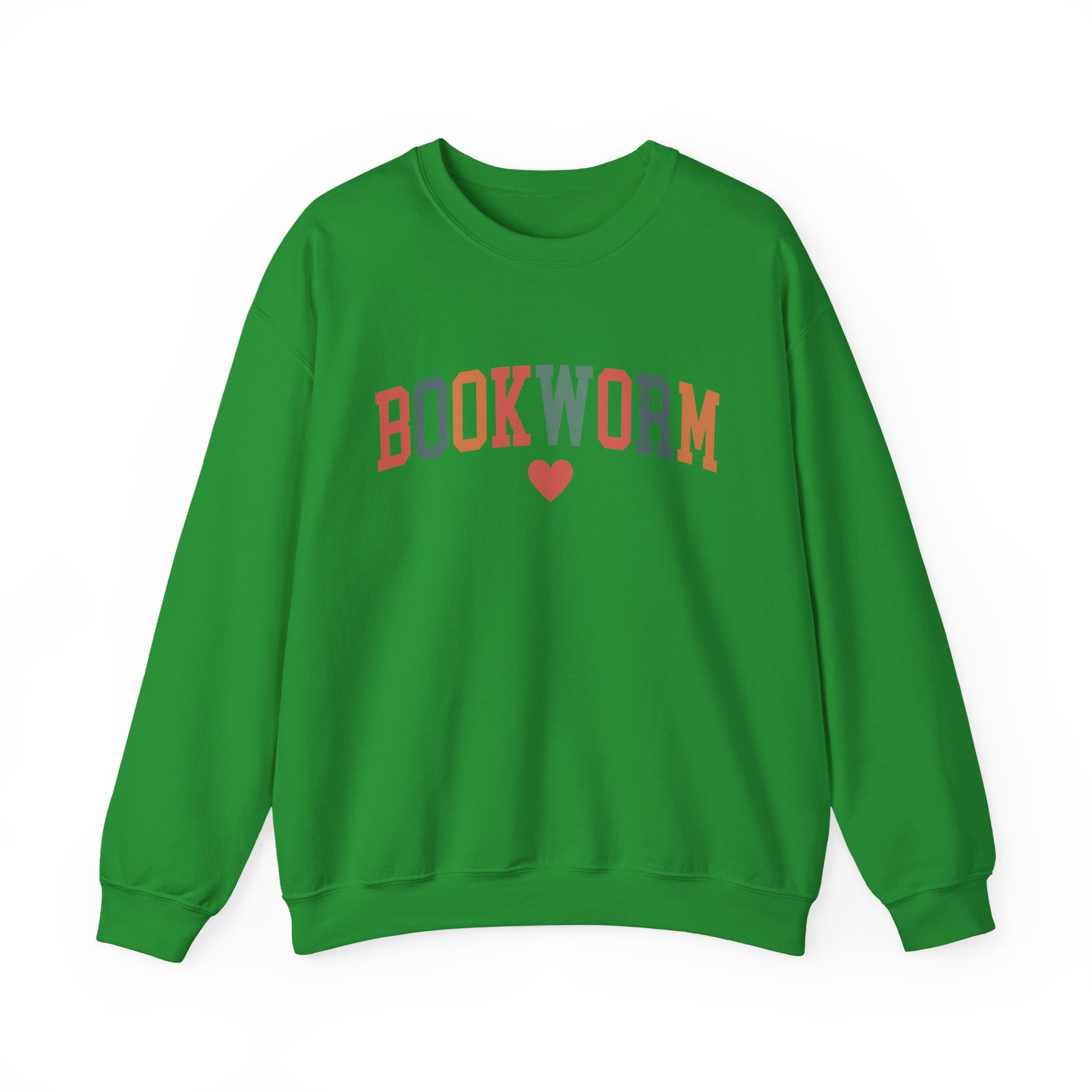 Sweatshirt, Bookworm Heart Unisex Crewneck Sweatshirt, Book Lover Gift, Pink Teal Gold Blue Sweatshirt, Gildan 18000 Sweatshirt, Christmas Present,